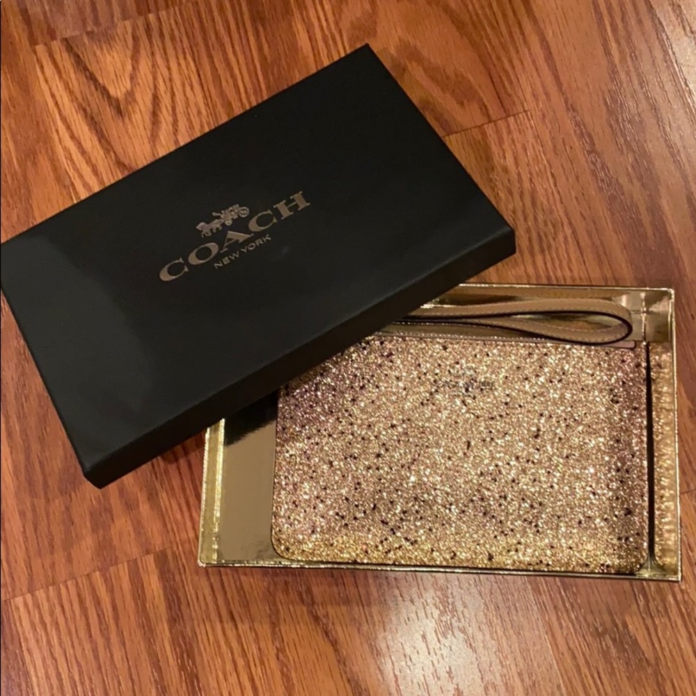 Coach Brand Sparkly Gold Wristlet